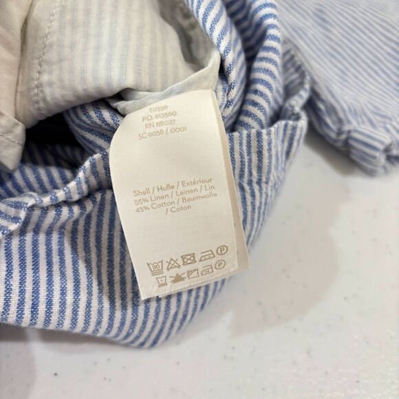 Boden Lucinda Romper Women 4R Linen Blue Stripe Shorts Beachy Preppy Resort - Picture 6 of 10